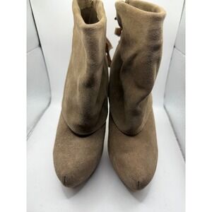 Steve Madden Fiana Tan Suede Bow Back Ankle Boots Stiletto Heel Size 6